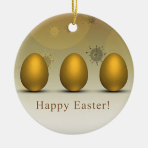 Adorno De Cerámica Huevos modernos de Pascua Dorada
