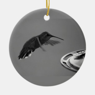 Adorno De Cerámica Hummingbird a Feeder Black y White 1 o 3
