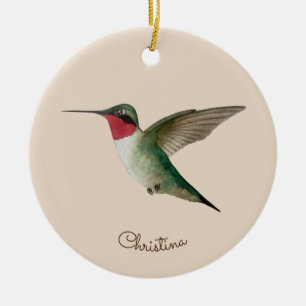 Adorno De Cerámica Hummingbird con trompeta de Personalizado