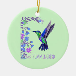 Adorno De Cerámica Hummingbird Diseño Flores Botánicas Aves Amantes