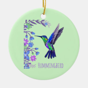 Adorno De Cerámica Hummingbird Diseño Flores Botánicas Aves Amantes