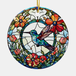 Adorno De Cerámica Hummingbird Faux Seted Glass Bird