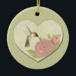 Adorno De Cerámica Hummingbird Heart<br><div class="desc">Hummingbird Aves románticas verdes de sabio del corazón</div>
