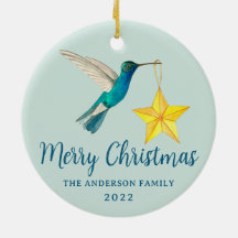 Hummingbird y Star personalizado Feliz Navidad