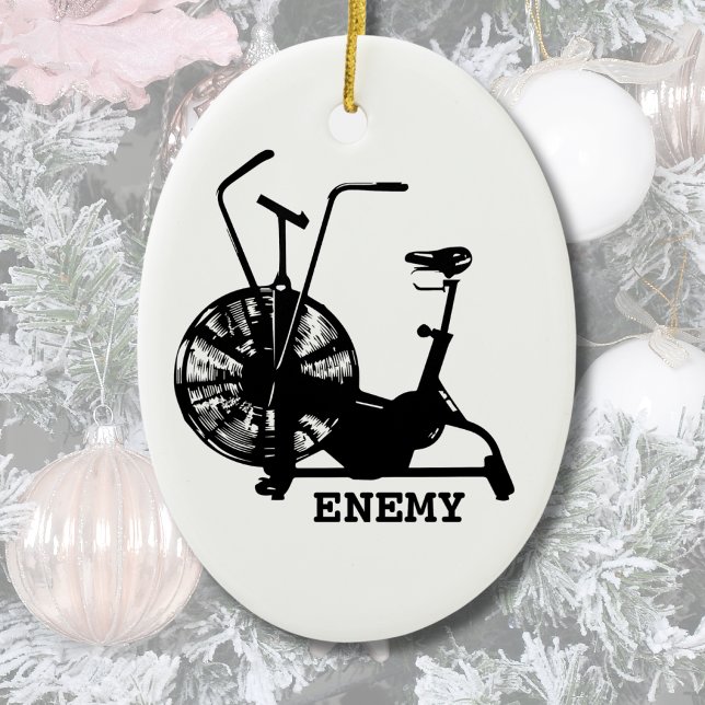 Adorno De Cerámica Humor de gimnasio blanco negro entrenamiento diver (Funny Exercise Workout Fitness Air Bike Enemy Ceramic Ornament )