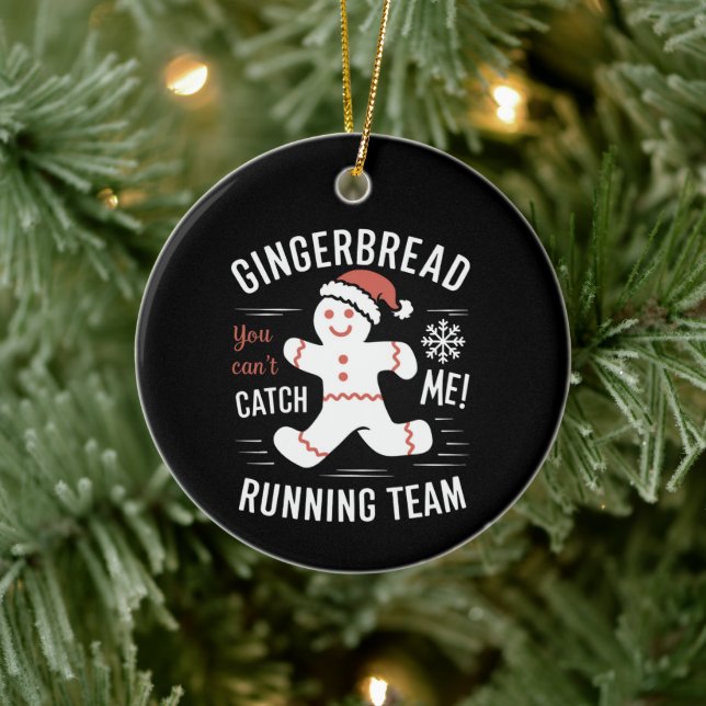 Adorno De Cerámica Humor de Navidades de equipo de Gingerbread Runnin (Árbol)