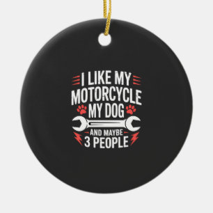 Adorno De Cerámica Humor Dueño de Perro en Motocicleta