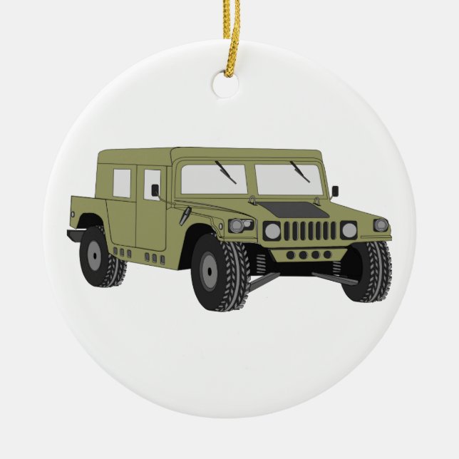 Adorno De Cerámica Humvee militar verde (Frente)