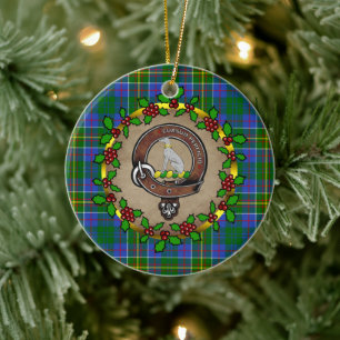 Adorno De Cerámica Hunter Clan Badge & Tartán Xmas Personalizadas