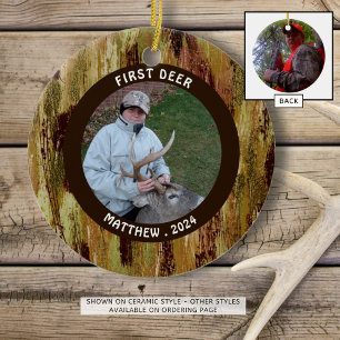Adorno De Cerámica Hunter FIRST DEER Photo Camouflage Personalizado