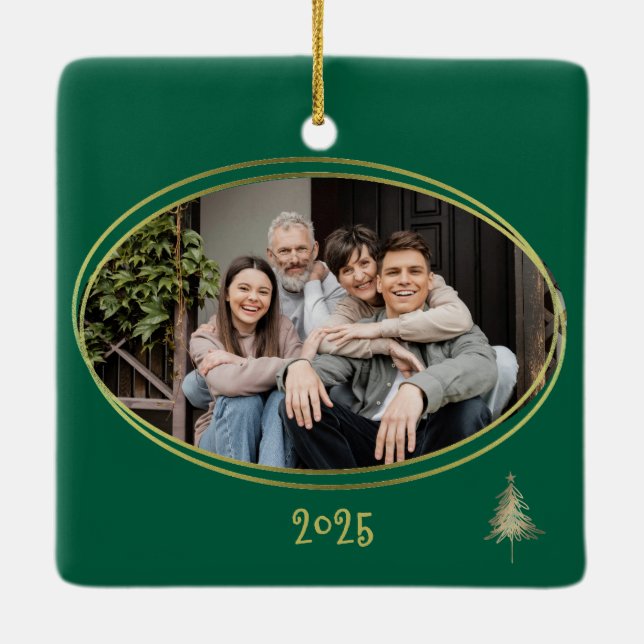 Adorno De Cerámica Hunter Green Pink & Gold Christmas Trees  (Reverso)