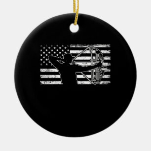 Adorno De Cerámica Hunting Archer American Flag Bowhunting Huter