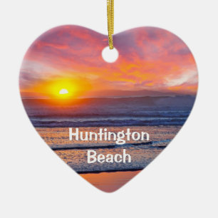 Adorno De Cerámica Huntington Beach Holiday Heart