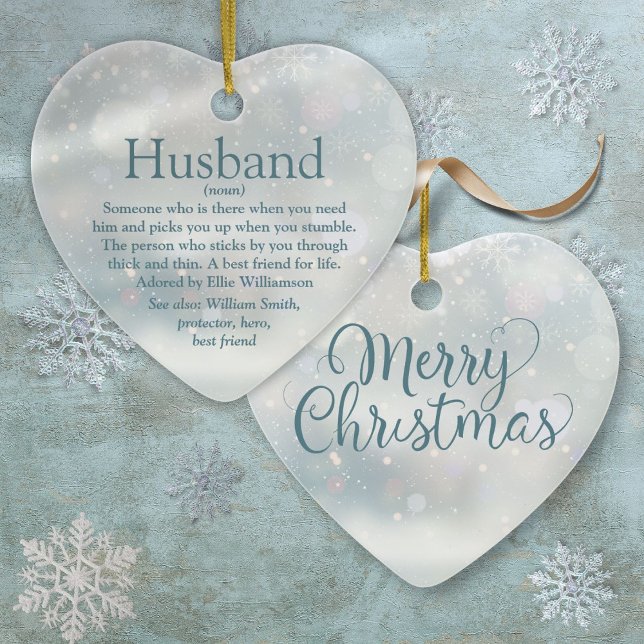 Adorno De Cerámica Husband Definition Merry Christmas Holidays (Husband Definition Merry Christmas Holidays Ceramic Ornament)
