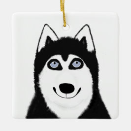 Adorno De Cerámica Husky Ornament