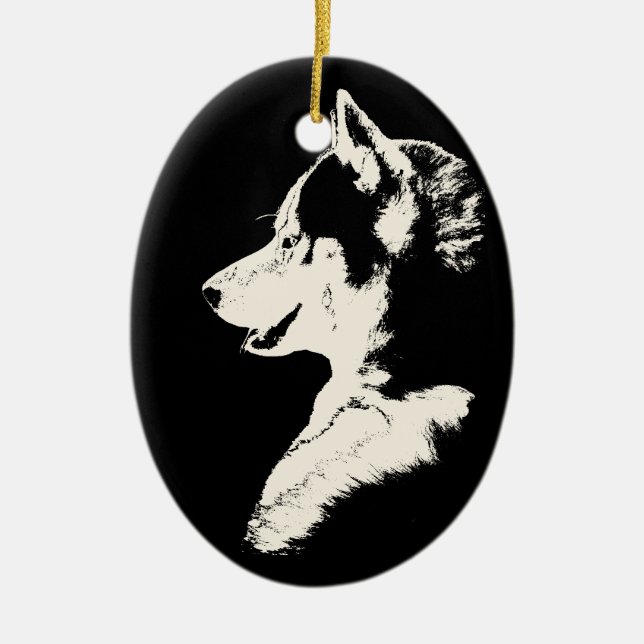 Adorno De Cerámica Husky Ornament Personalized Husky Pup Regalos (Frente)