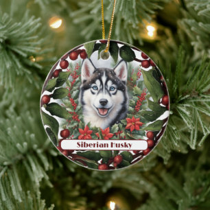 Adorno De Cerámica Husky Puppy Personalizados Navidades
