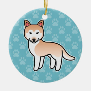 Adorno De Cerámica Husky Siberiano de dibujos animados rojo claro