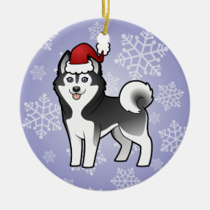 Adorno De Cerámica Husky siberiano del navidad/Malamute de Alaska