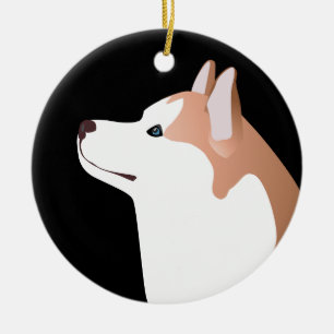 Adorno De Cerámica Husky siberiano - Rojo - Diseño de plantilla de ra