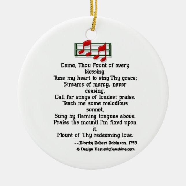 Adorno De Cerámica Hymn Ornament Come Thou Fount (Frente)