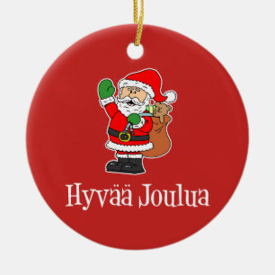 Adorno De Cerámica Hyvaa Joulua Navidades finlandeses Santa Ornament