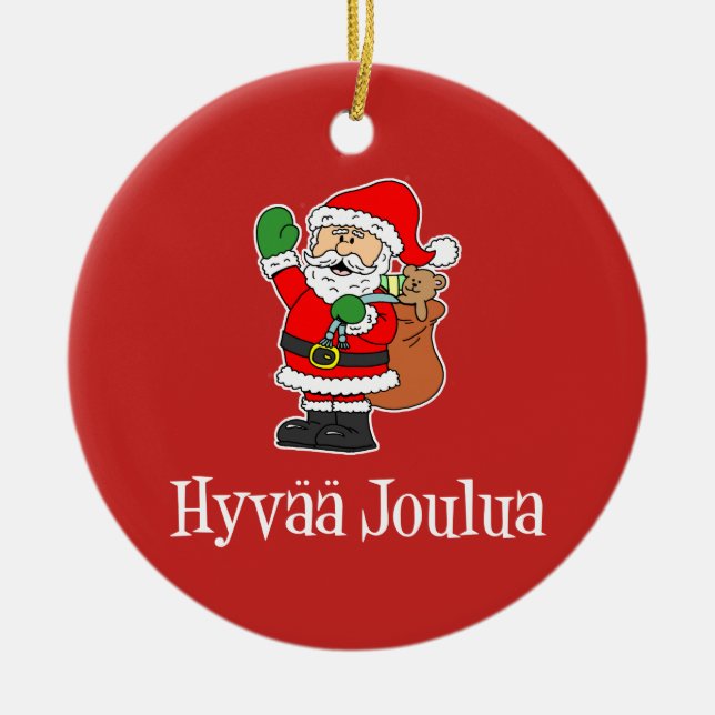 Adorno De Cerámica Hyvaa Joulua Navidades finlandeses Santa Ornament (Frente)