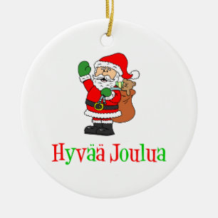 Adorno De Cerámica Hyvaa Joulua Navidades finlandeses Santa Ornament