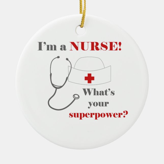 Adorno De Cerámica I am a Nurse, whats your superpower (Frente)