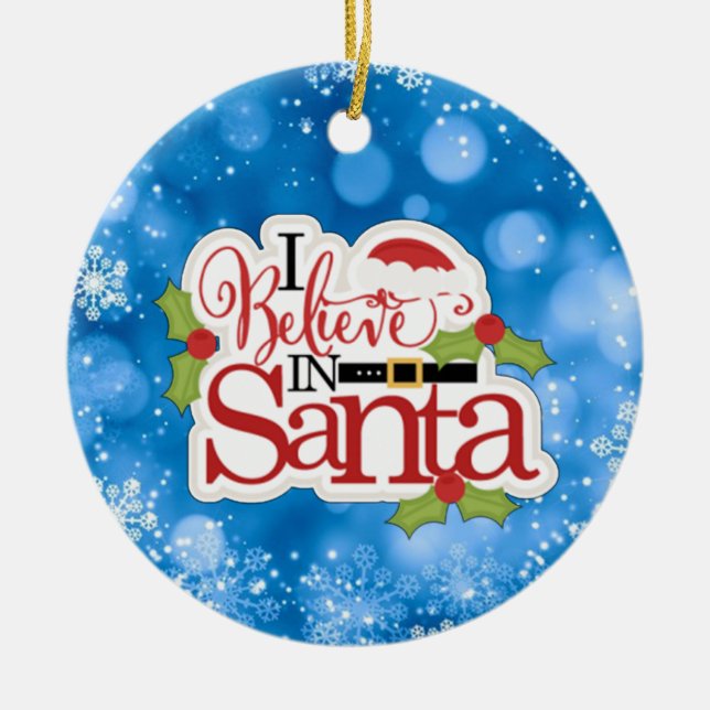 Adorno De Cerámica I Believe In Santa (Frente)