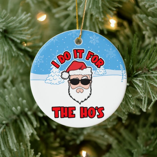 Adorno De Cerámica I DO IT FOR THE HO'S Santa Screwball Graphics (Árbol)
