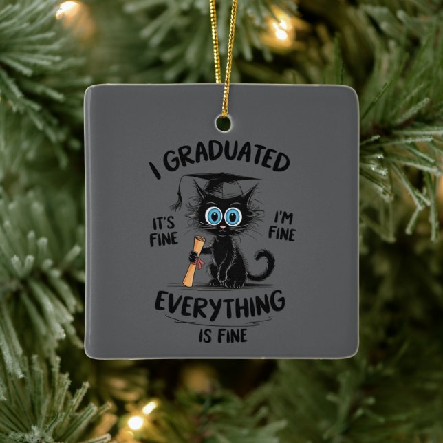 Adorno De Cerámica I Graduated It's Fine I'm Fine Everything Is Fine  (Árbol)