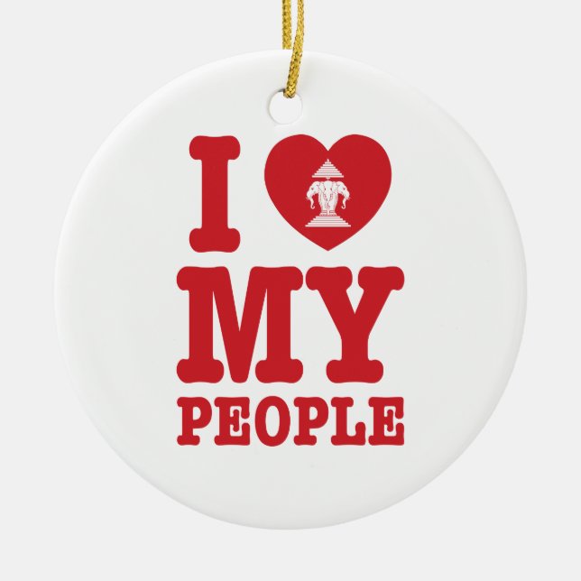 Adorno De Cerámica I Heart (Love) Erawan My Lao People (Frente)