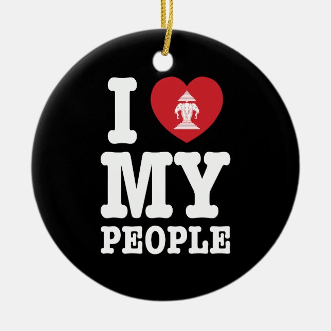 Adorno De Cerámica I Heart (Love) Erawan My Lao People (Frente)