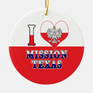 Adorno De Cerámica I Heart Love Mission Texas