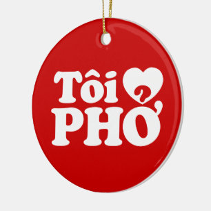Adorno De Cerámica I Heart (Love) Pho (Tôi + PHỞ) Idioma Vietnamita