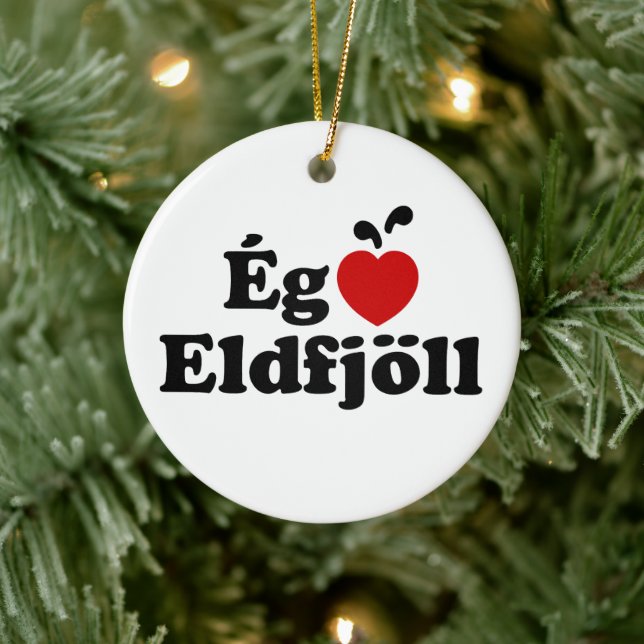 Adorno De Cerámica I Heart (Love) Volcanes [Ég Elska Eldfjöll] (Árbol)