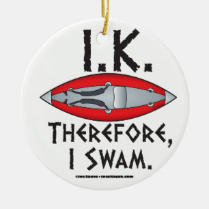 Adorno De Cerámica I.K. Por lo tanto, Swam Funny Kayak