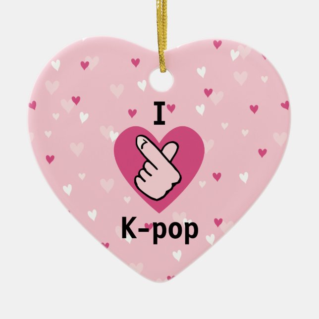 Adorno De Cerámica I Love K-pop Pink Finger Heart BlackPink (Frente)