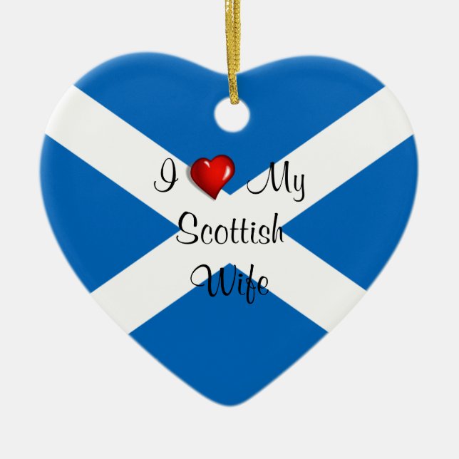 Adorno De Cerámica I Love My Scottish Wife (Frente)