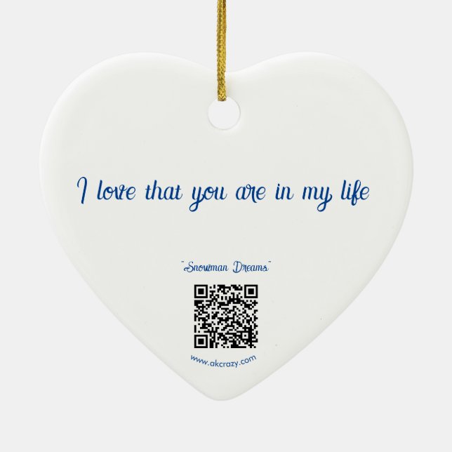 Adorno De Cerámica I LUV YOU genérico _Snowman Dreams Ceramic (Atrás)