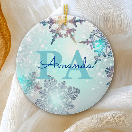 Adorno De Cerámica Ice azul dulce Snowflake Nombre personalizado PA