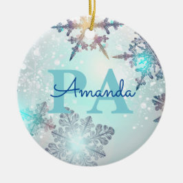Adorno De Cerámica Ice azul dulce Snowflake Nombre personalizado PA