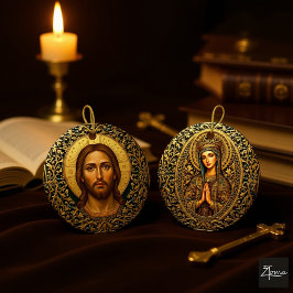 Adorno De Cerámica Icono bizantino de Cristo - Jesús