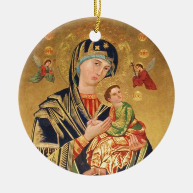 Adorno De Cerámica Icono ortodoxo ruso - Virgen María y bebé Jesús (Frente)