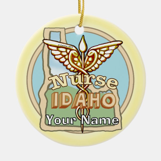 Adorno De Cerámica Idaho Nurse Caduceus  (Frente)