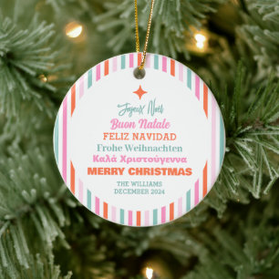 Adorno De Cerámica Idiomas Feliz Navidad