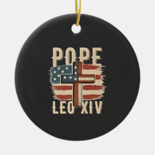 Adorno De Cerámica Iglesia Cristiana Papa León XIV Bandera de EE. UU.