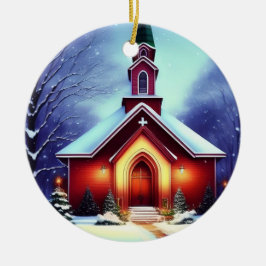Adorno De Cerámica Iglesia de la Noche de los navidades