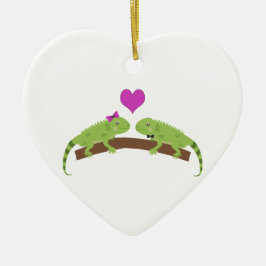 Adorno De Cerámica Iguana amor